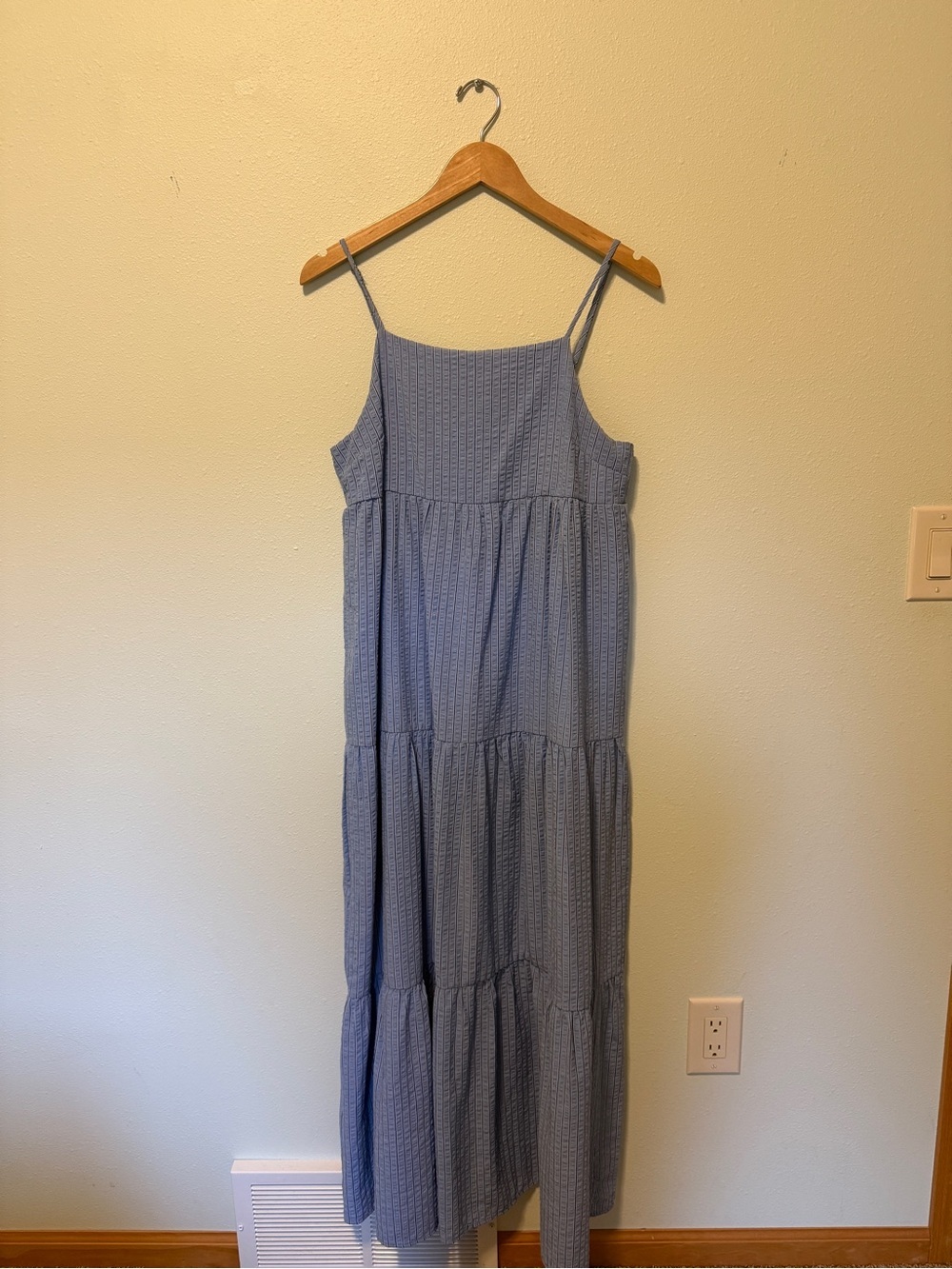 Light Blue Smocked Tiered Maxi Dress with Adjustable Straps